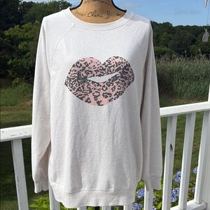 Wildfox Cheetah Print Lips Cream Knit Sweatshirt Size S NWOT